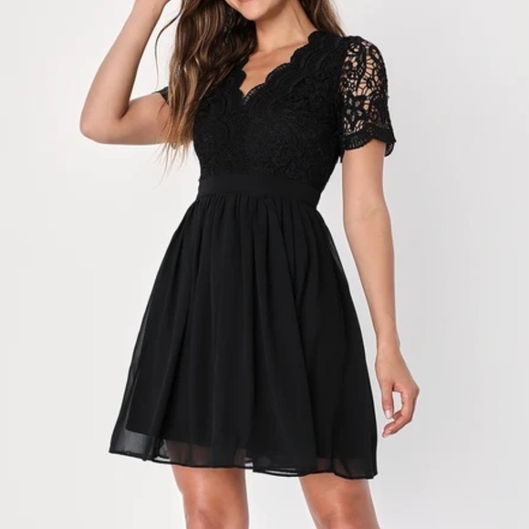 Lulus Dresses & Skirts - LULUS WOMEN’S NWT ANGEL IN DISGUISE BLACK LACE SKATER DRESS SZ 4